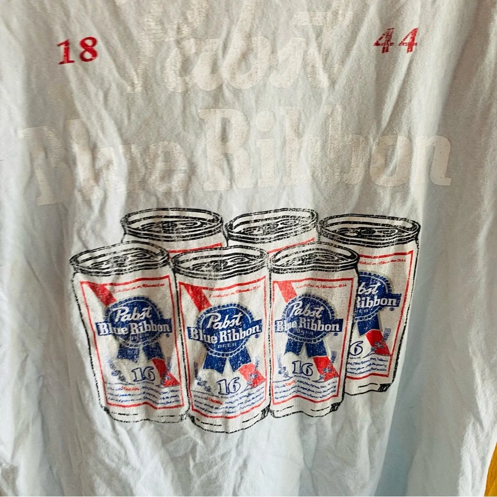 PABST BLUE RIBBON Light Blue Distressed Tee - Picture 4 of 6